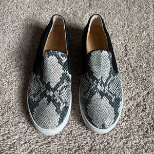 Vionic Midi Shoes Womens 8 Gray Black Leather Slip On Snakeskin Comfort Loafter